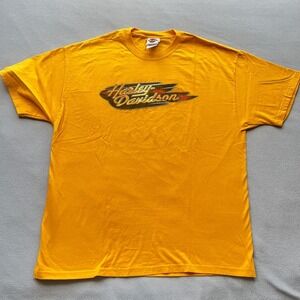 Vtg Harley Davidson T Shirt Men XL Triple S Morgantown WV Feather Yellow Graphic